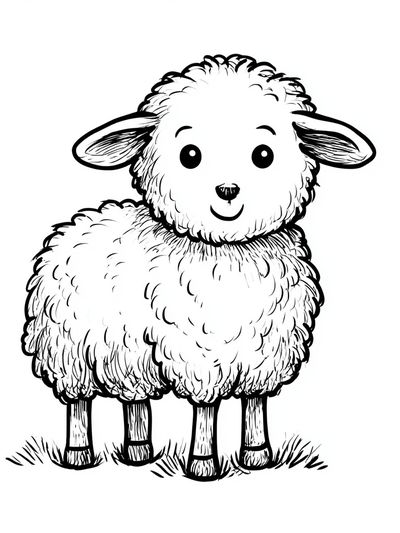 Cute Lamb Line Art Poster. poster print