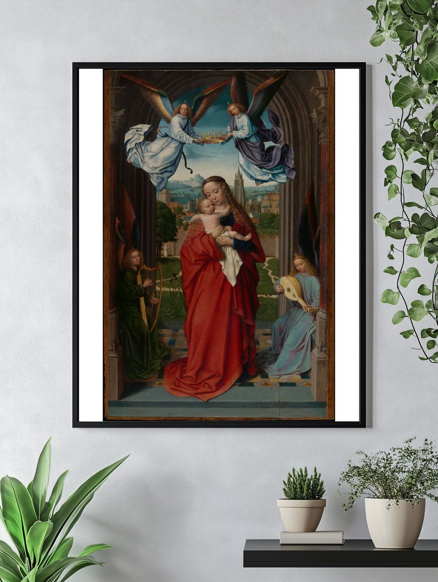 Virgin and Child with Four Angels by Gerard David — Art Print. — room view 4