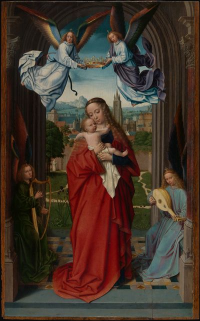Virgin and Child with Four Angels by Gerard David — Art Print. poster print
