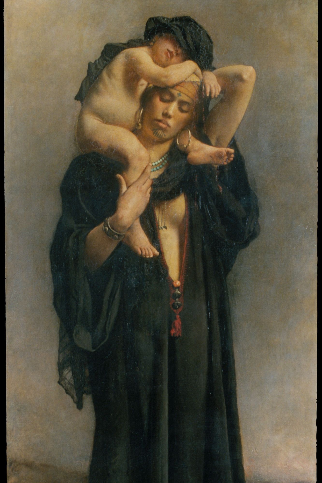 An Egyptian Peasant Woman and Her Child by Léon Bonnat — Art Print. poster detail