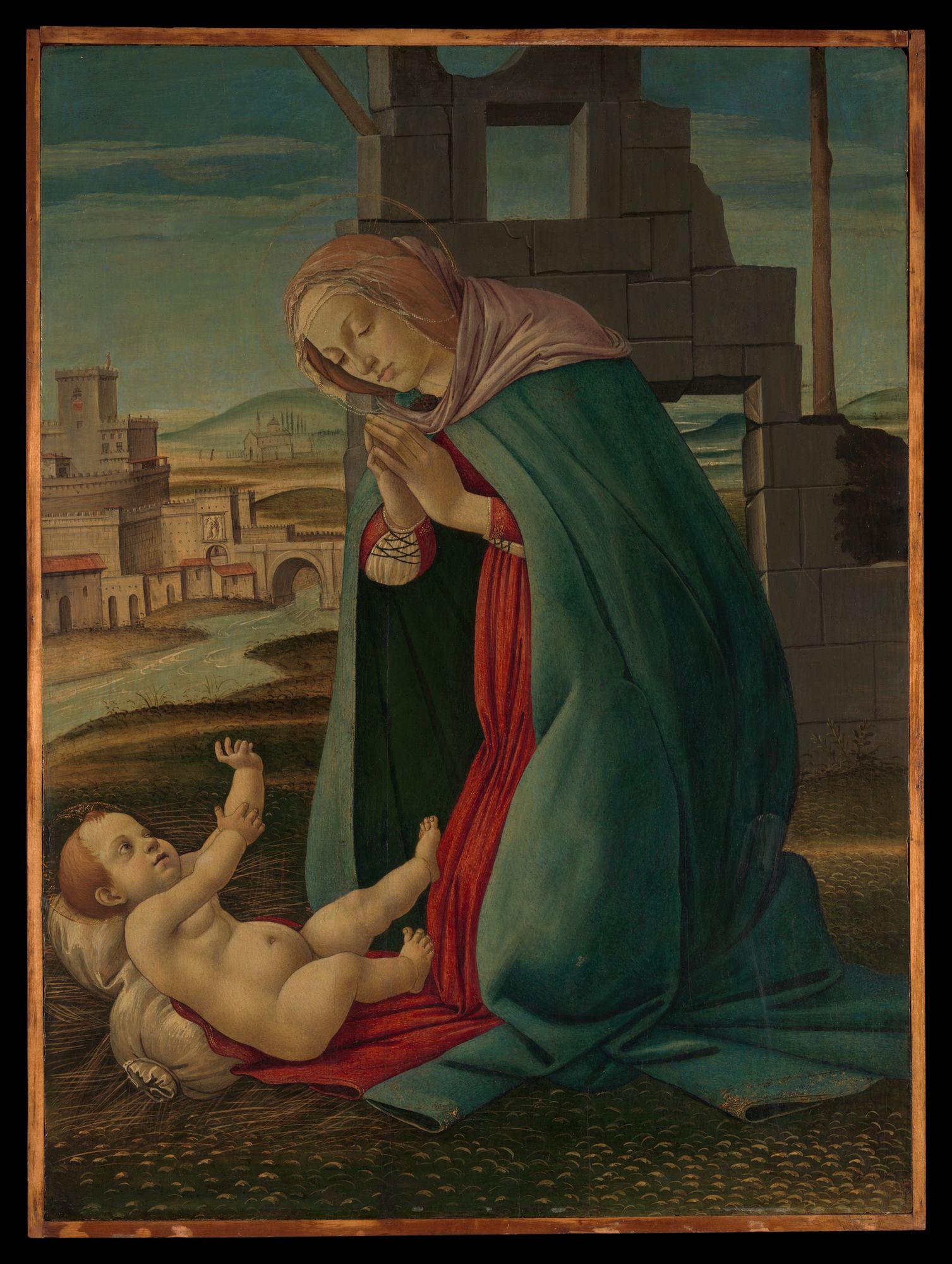 Madonna Adoring the Child by Botticelli (Alessandro di Mariano Filipepi) — Art Print. poster detail