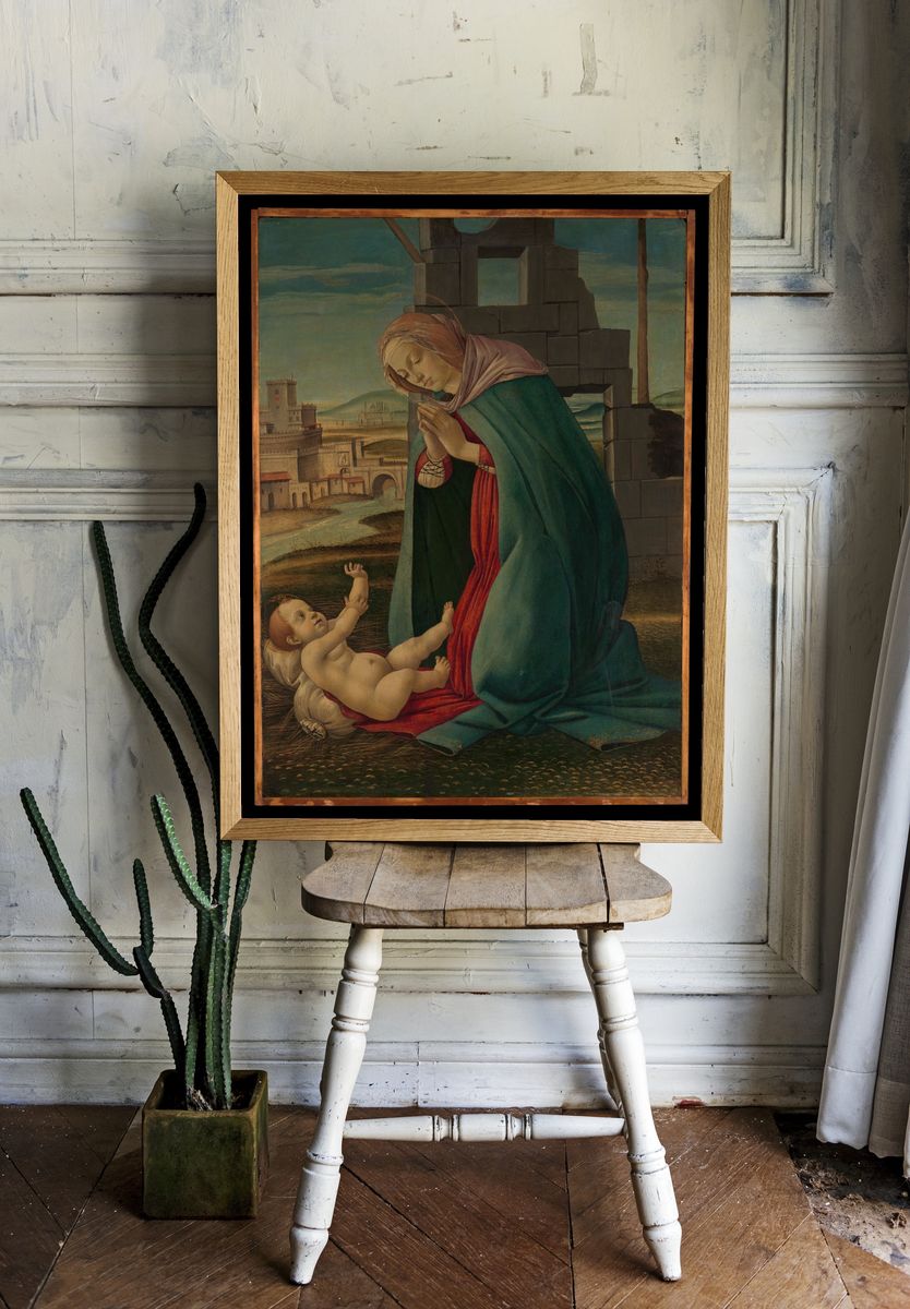 Madonna Adoring the Child by Botticelli (Alessandro di Mariano Filipepi) — Art Print. — room view 1