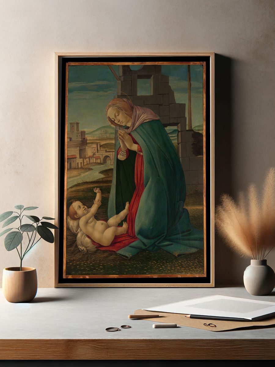 Madonna Adoring the Child by Botticelli (Alessandro di Mariano Filipepi) — Art Print. — room view 2