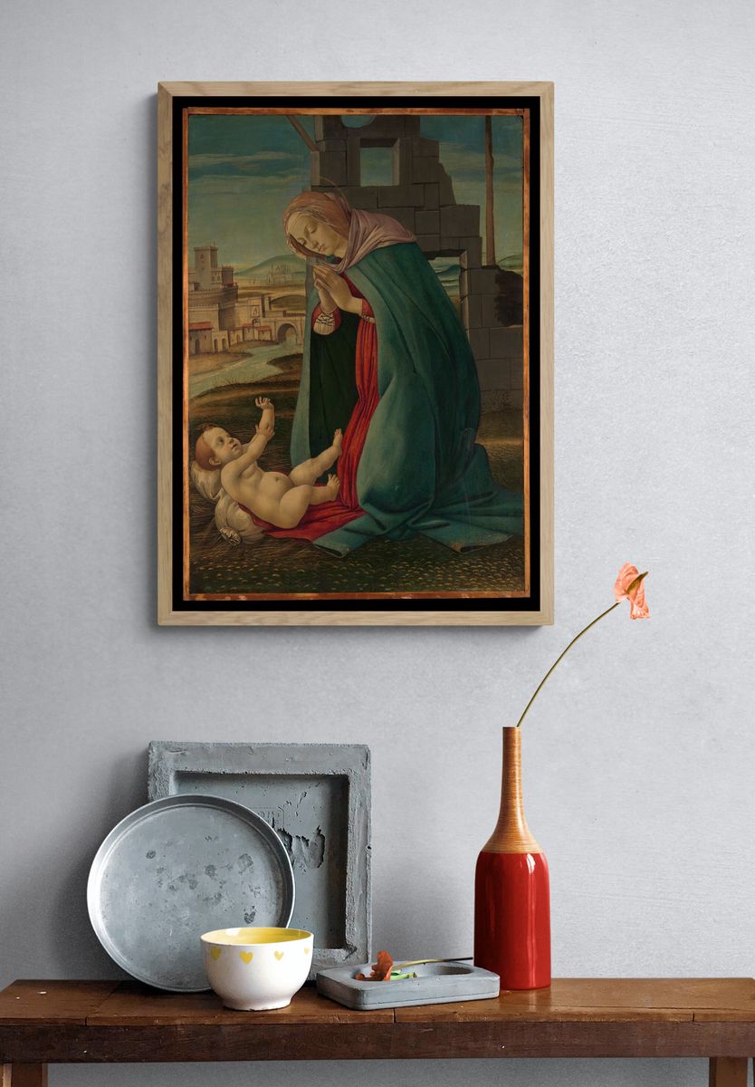 Madonna Adoring the Child by Botticelli (Alessandro di Mariano Filipepi) — Art Print. — room view 3