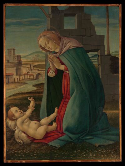 Madonna Adoring the Child by Botticelli (Alessandro di Mariano Filipepi) — Art Print. poster