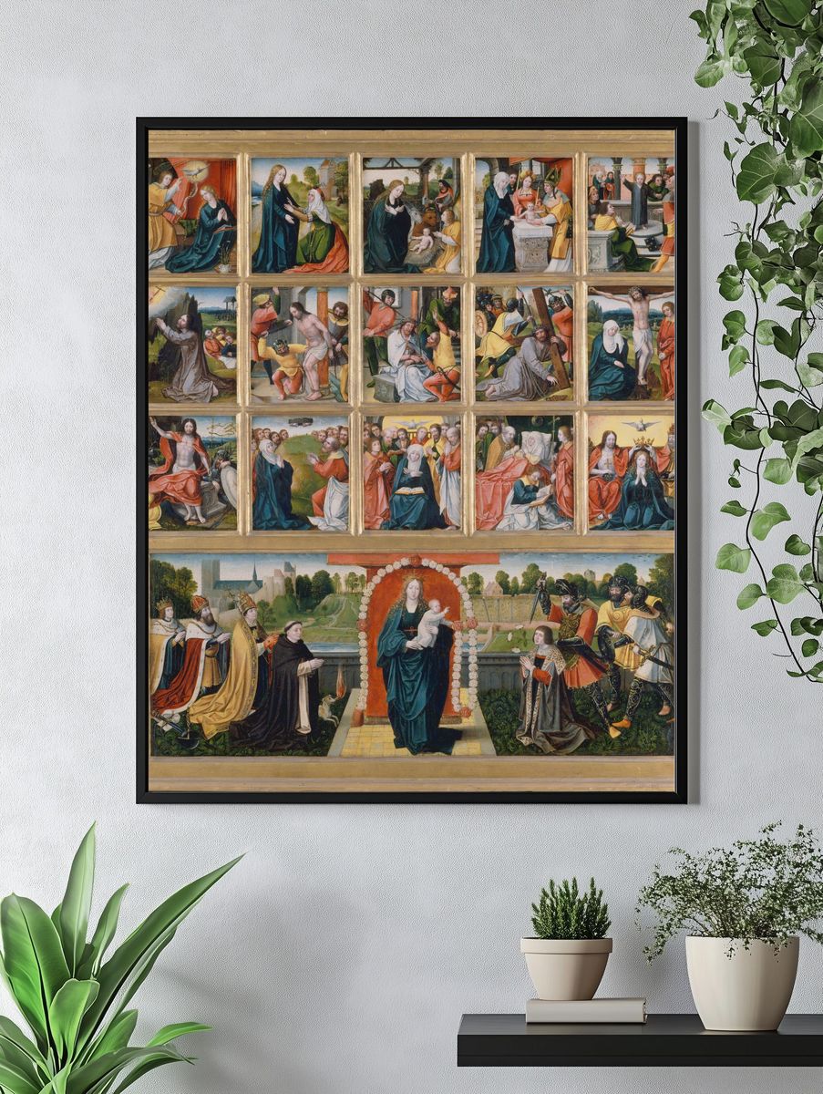 The Fifteen Mysteries and the Virgin of the Rosary by Netherlandish (Brussels) Painter — Art Print. — room view 4