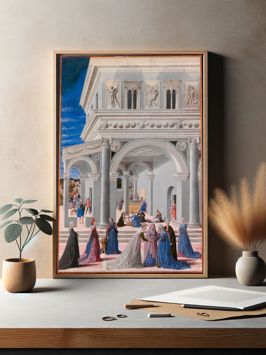 The Birth of the Virgin by Fra Carnevale (Bartolomeo di Giovanni Corradini) — Art Print. — room view 2