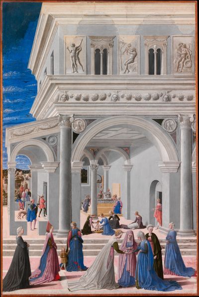 The Birth of the Virgin by Fra Carnevale (Bartolomeo di Giovanni Corradini) — Art Print. poster
