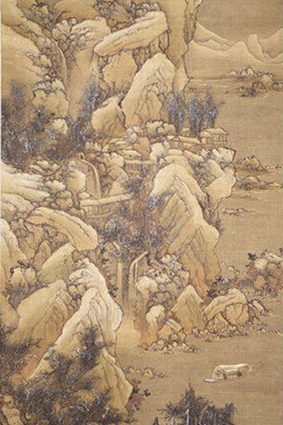 Boating amid Snowy Streams and Mountains by Lan Meng — Art Print.