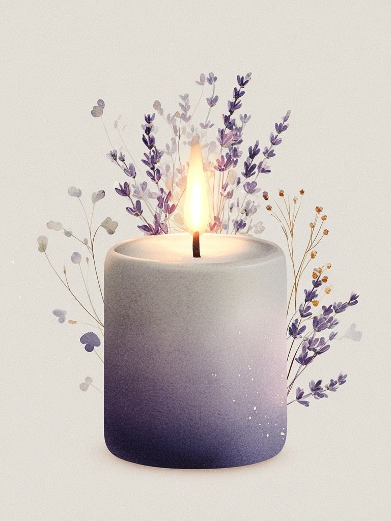 Lavender Candle — Botanical Print. poster — botanical art