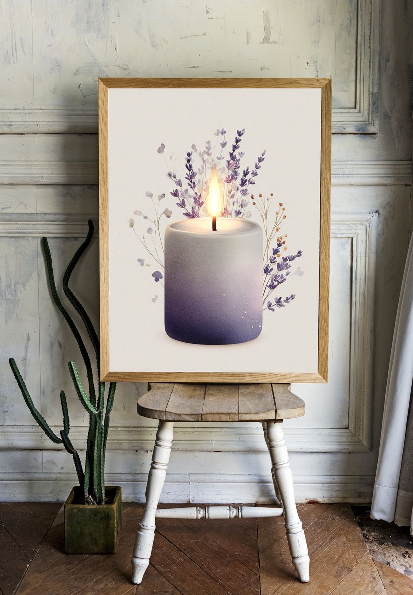 Lavender Candle — Botanical Print room preview