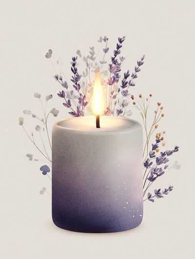 Lavender Candle — Botanical Print. poster print