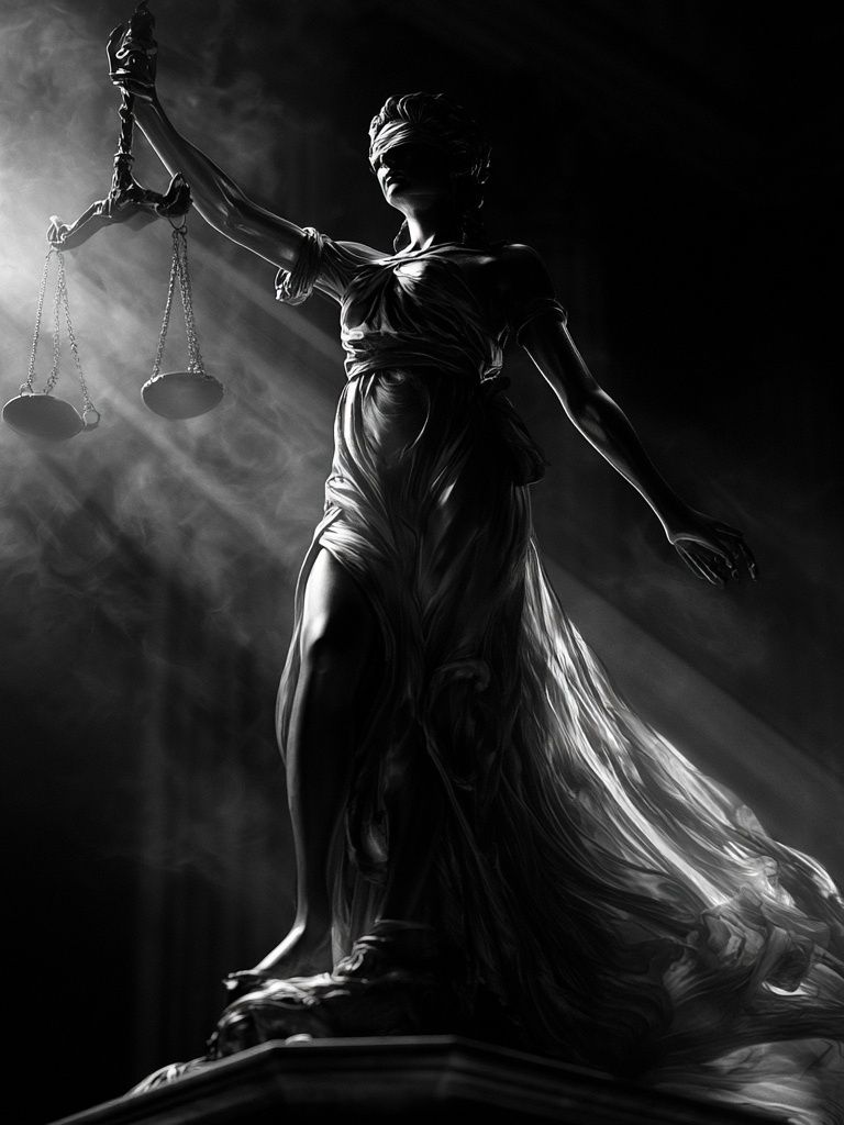 Lady Justice Black White Print. poster — photography art