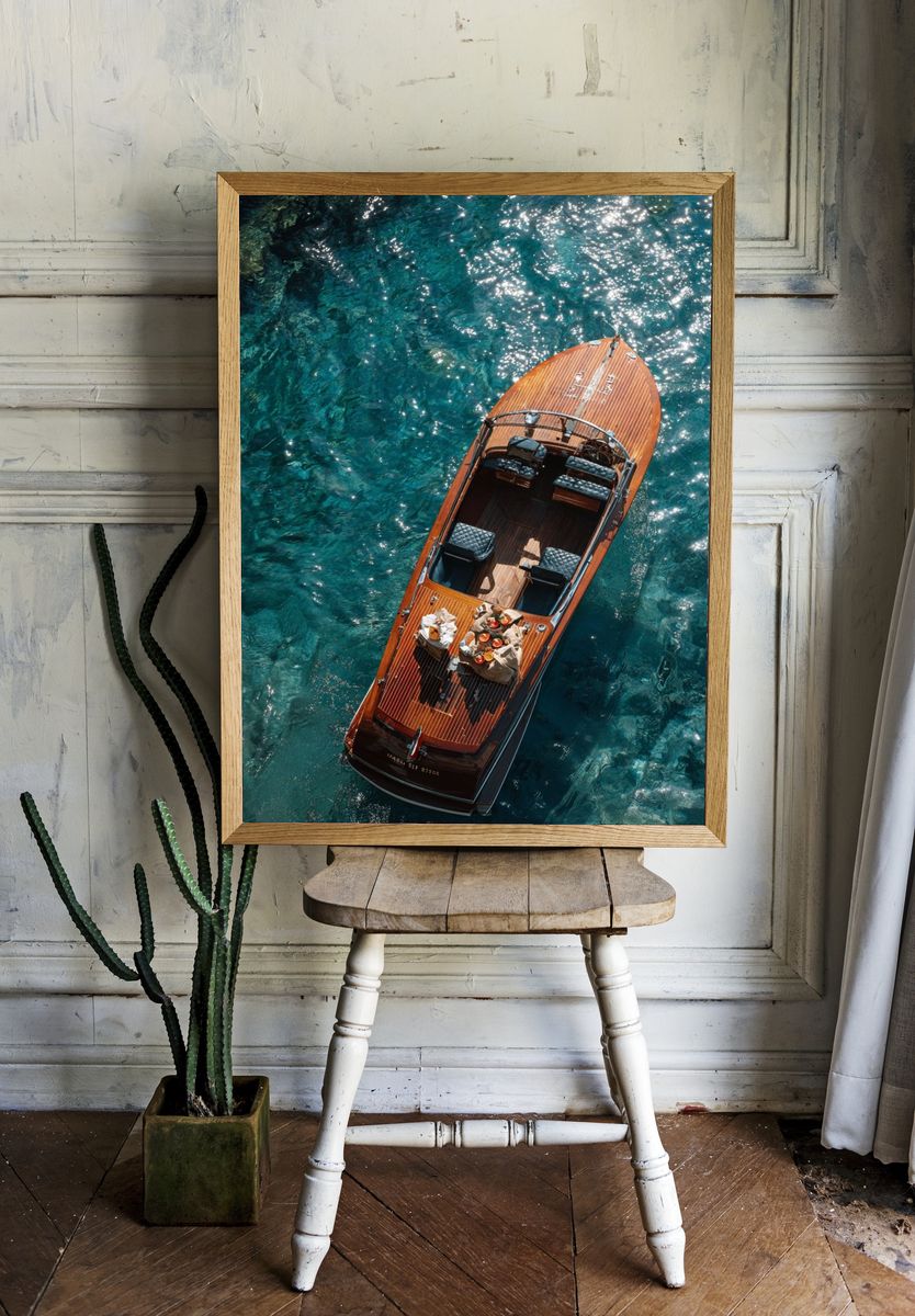 Luxury Boat on Clear Water — Photography Print. — room view 1
