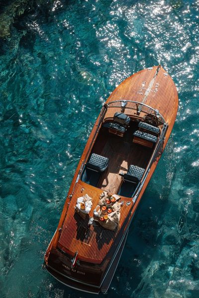 Luxury Boat on Clear Water — Photography Print. poster print