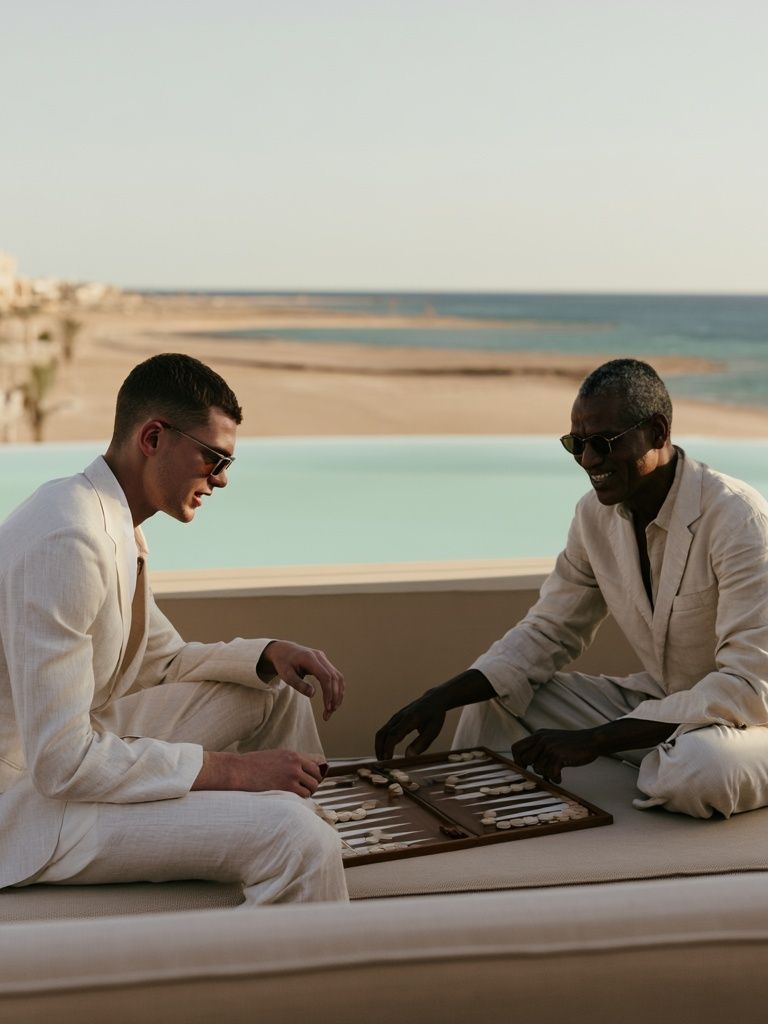 Luxury Backgammon by the Sea Poster. poster detail