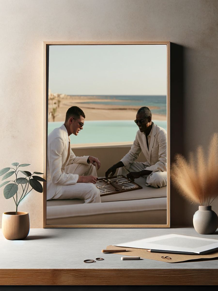 Luxury Backgammon by the Sea Poster. — room view 2