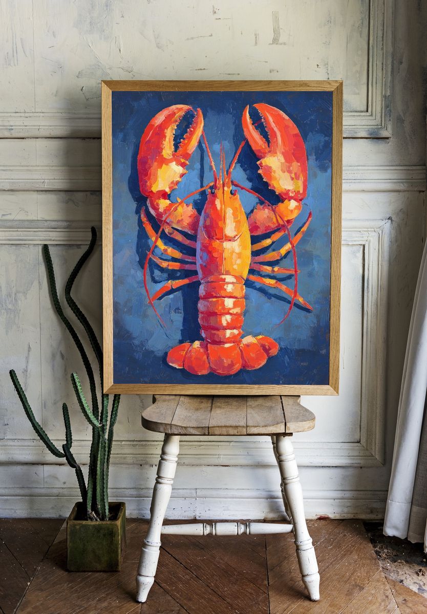 Lobster — Colorful Illustration Print. room preview
