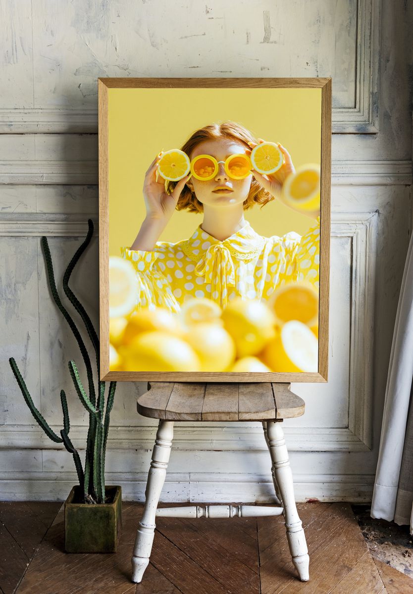 Lemon Portrait Photography Poster. room preview