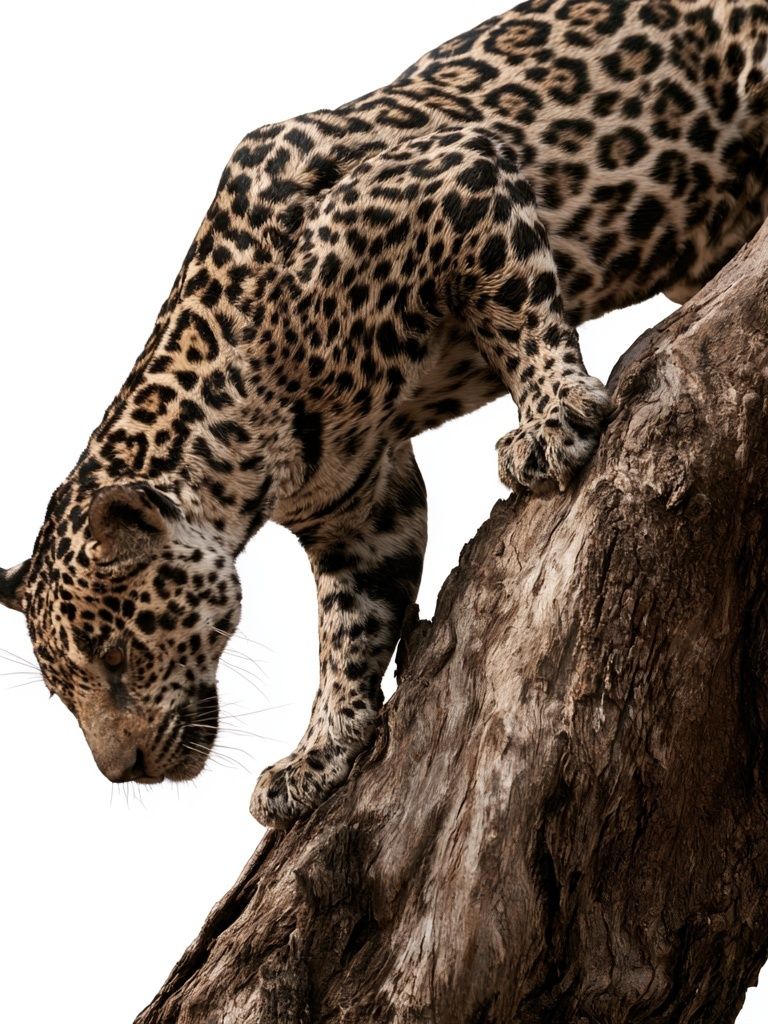 Leopard on Tree Trunk Photography Poster. poster — animals art