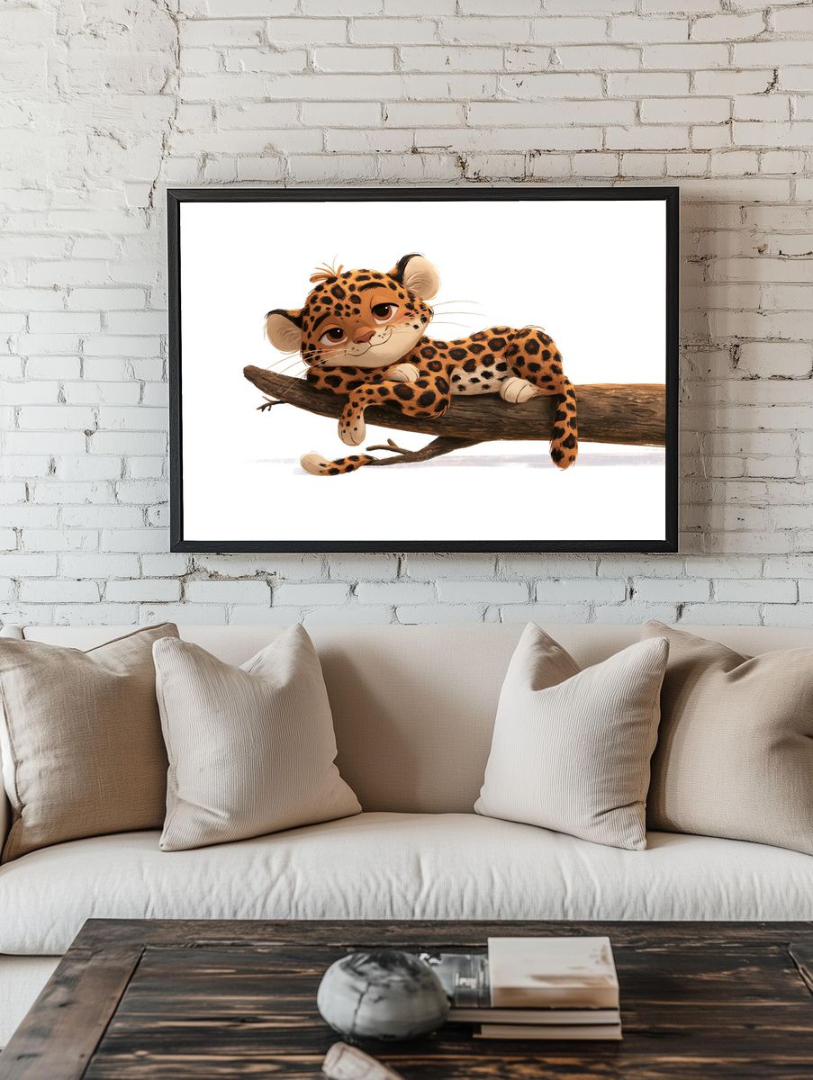 Leopard Cub Illustration Poster. — room view 1