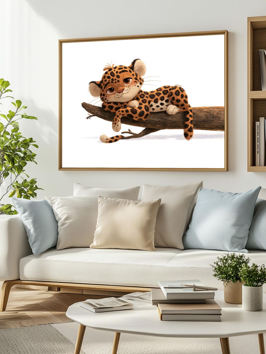 Leopard Cub Illustration Poster. — room view 2