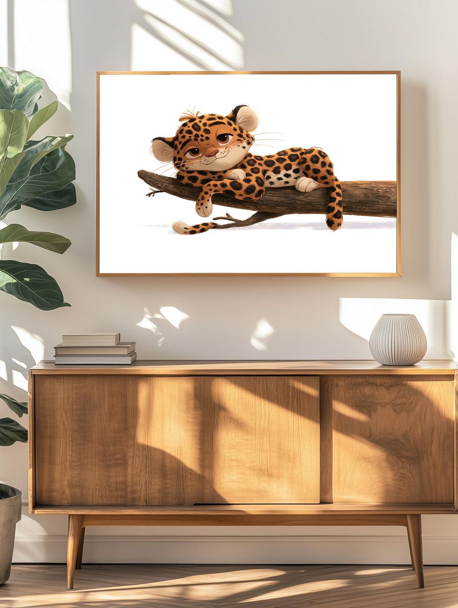 Leopard Cub Illustration Poster. — room view 3