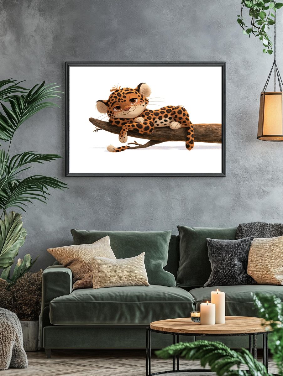 Leopard Cub Illustration Poster. — room view 4