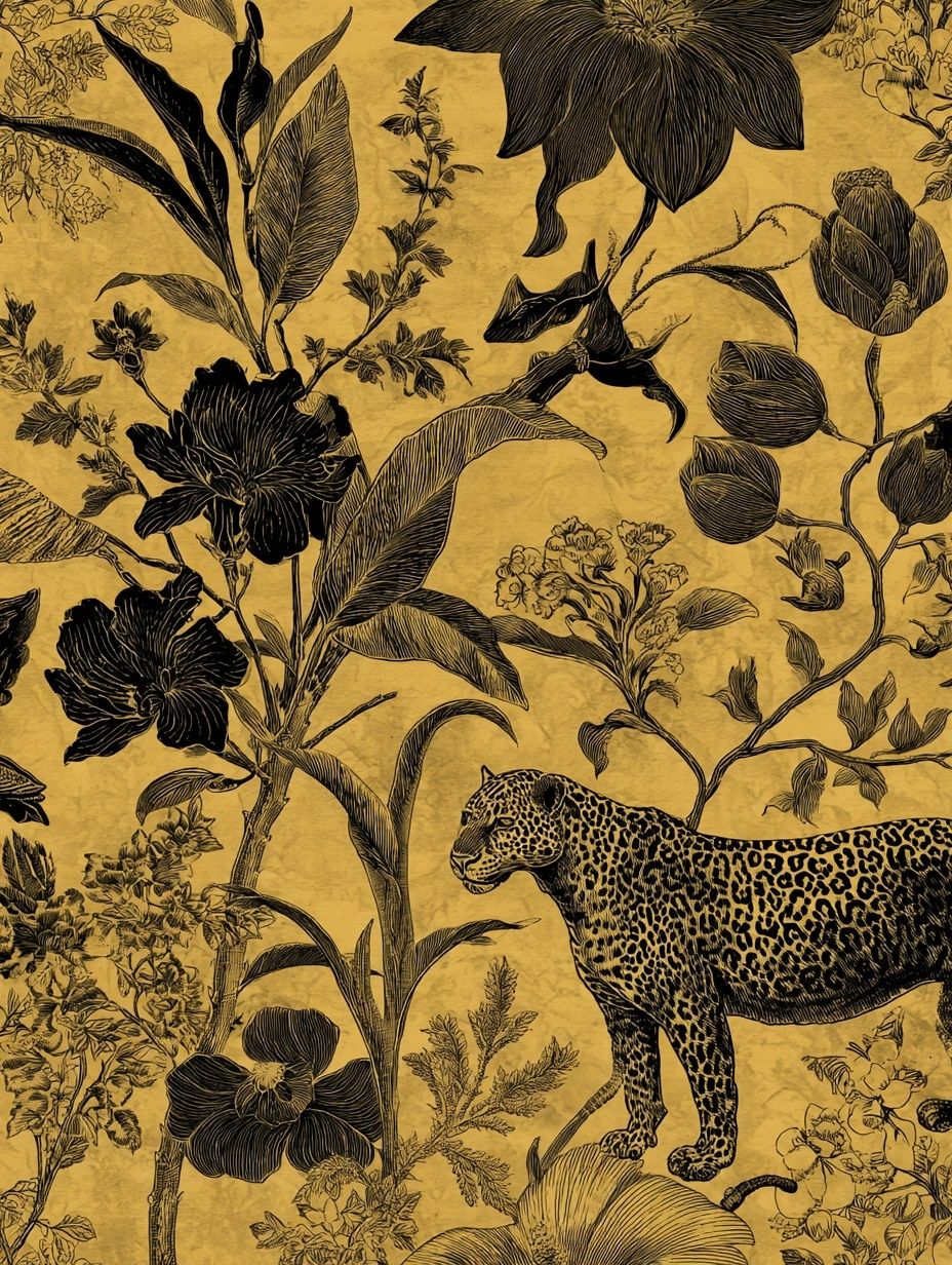 Leopard and Floral Illustration Poster. poster — illustration art