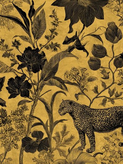 Leopard and Floral Illustration Poster. poster print