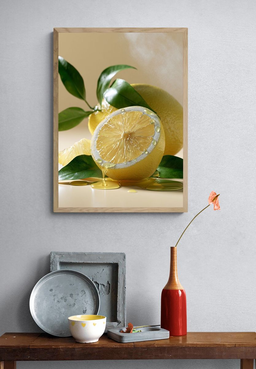 Lemon Still Life Illustration Poster. — room view 3
