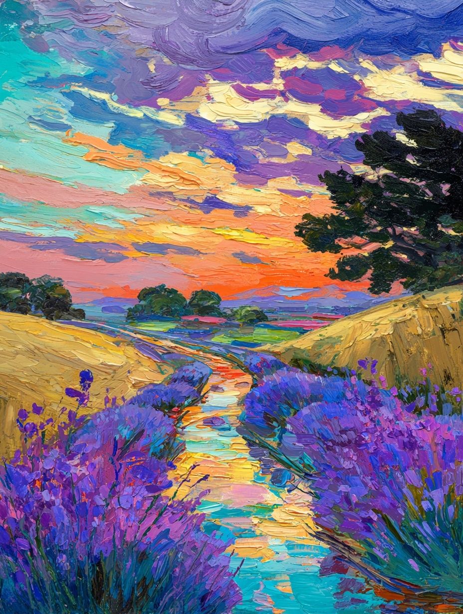 Lavender Fields at Sunset — Fine Art Print. poster detail
