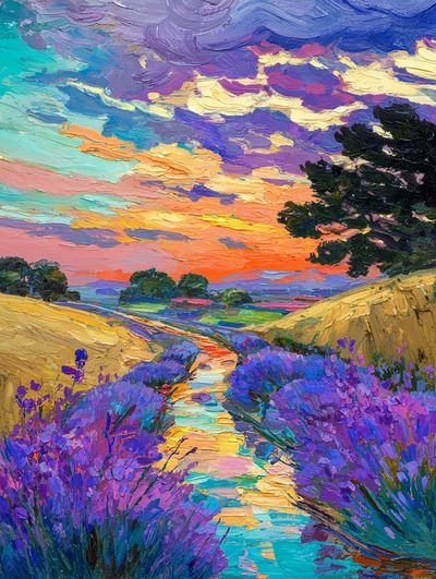 Lavender Fields at Sunset