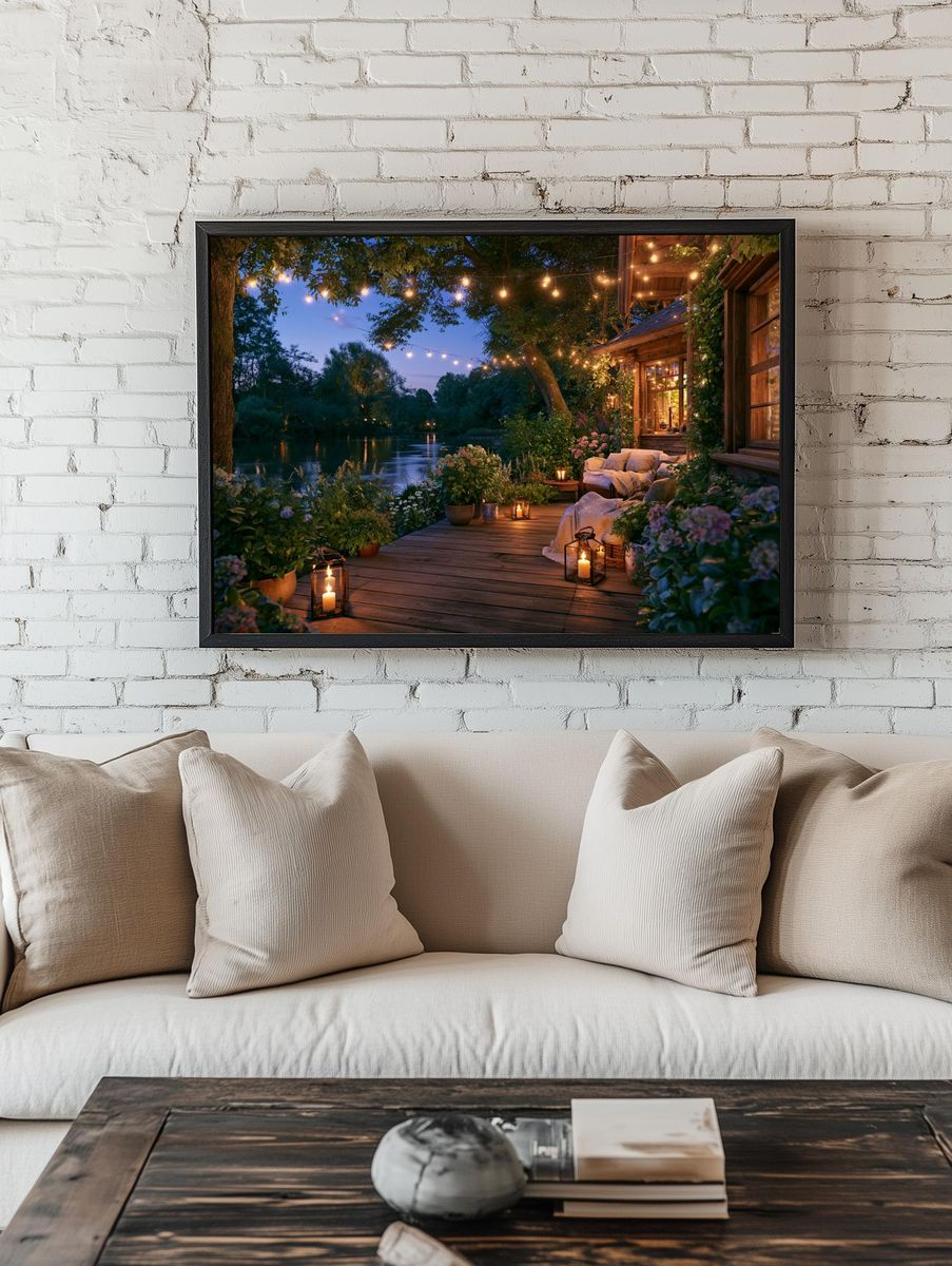 Lakeside Twilight Garden Poster. — room view 1