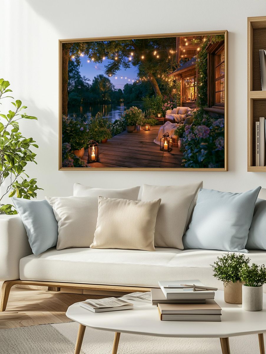 Lakeside Twilight Garden Poster. — room view 2