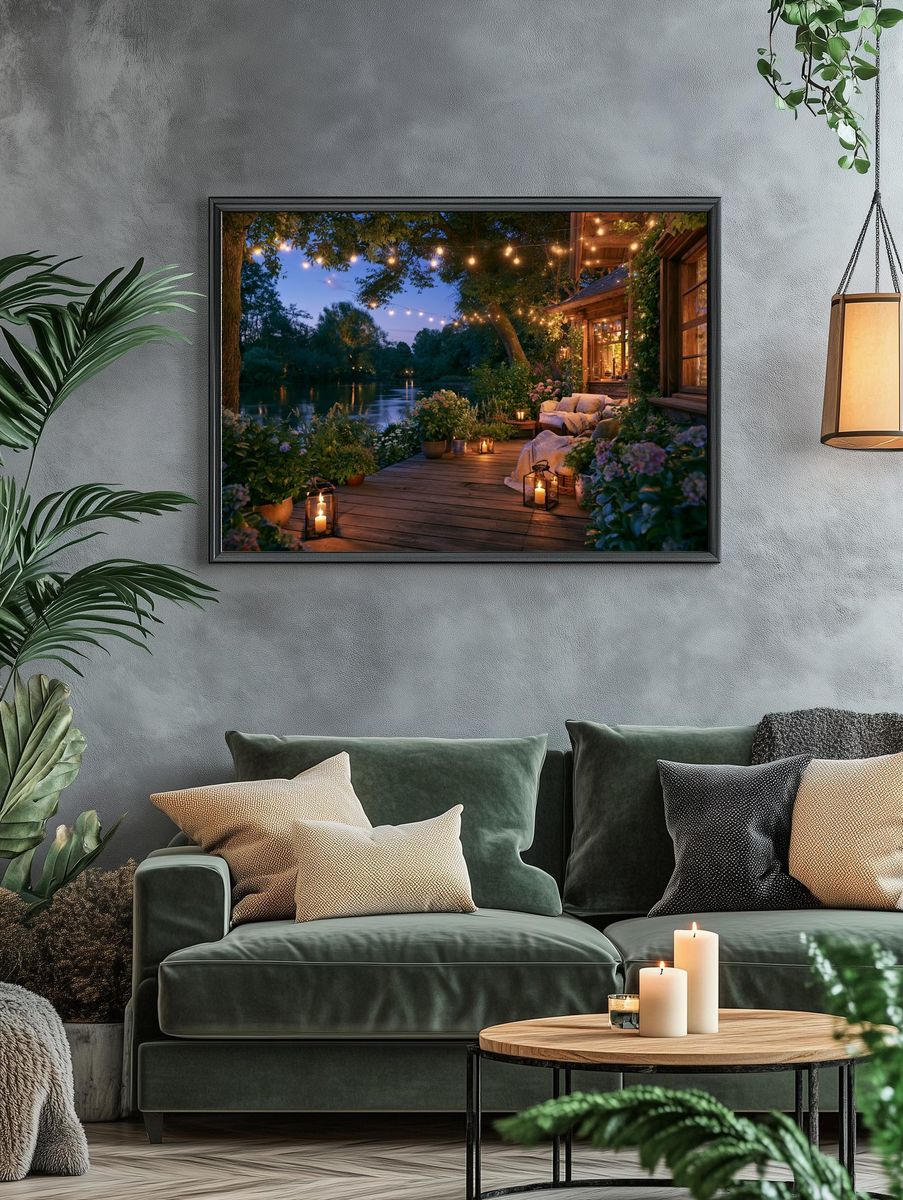 Lakeside Twilight Garden Poster. — room view 4