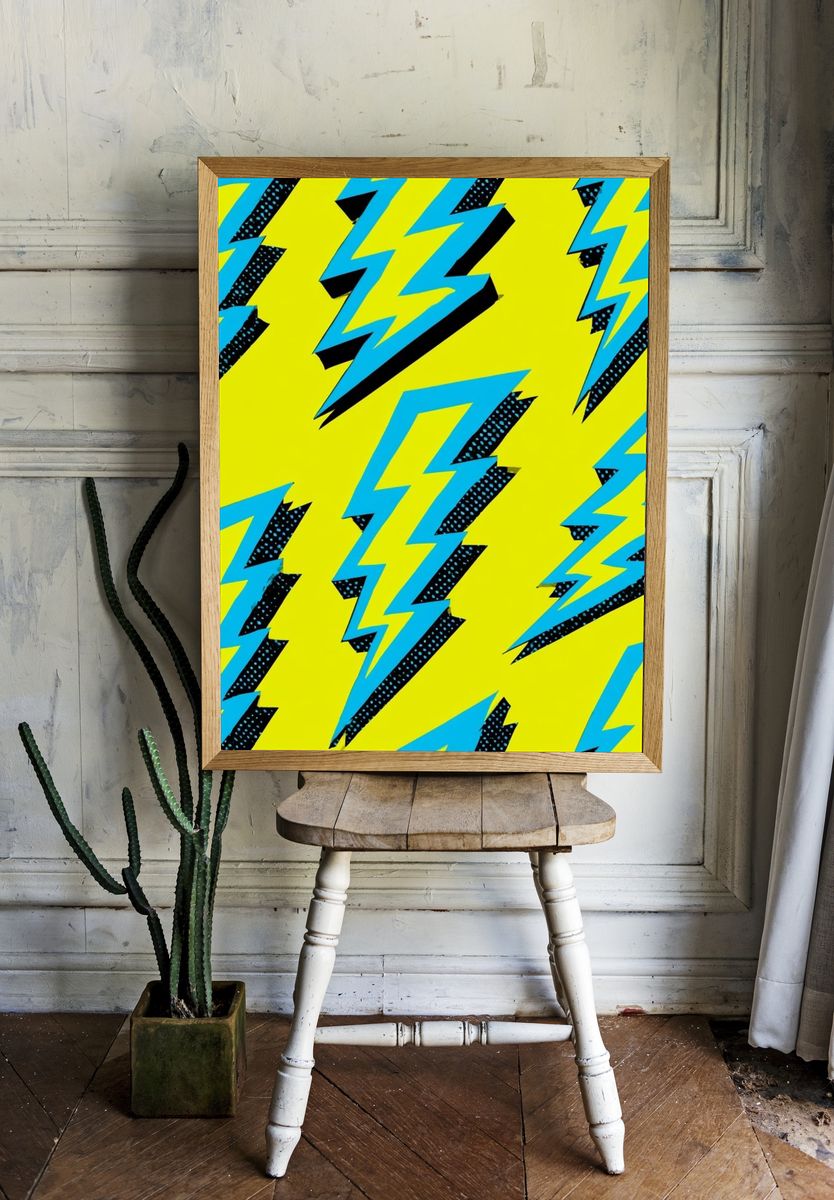Electric Lightning Pop-Art Poster. — room view 1