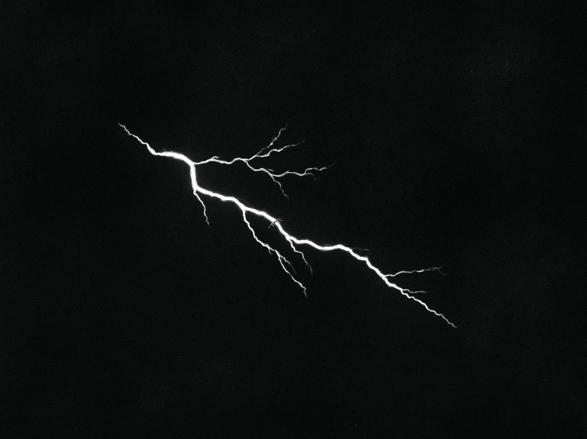 Lightning Strike Black-White Print. poster detail