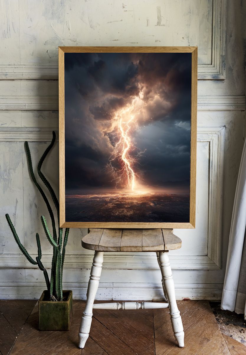 Lightning Storm Photography Poster. — room view 1