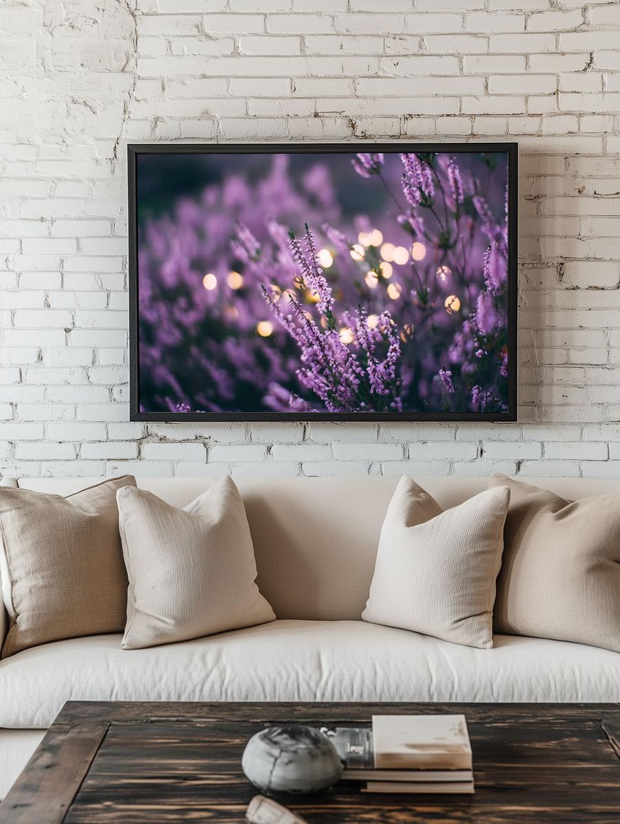 large patch lavender flowers bokeh. — room view 1