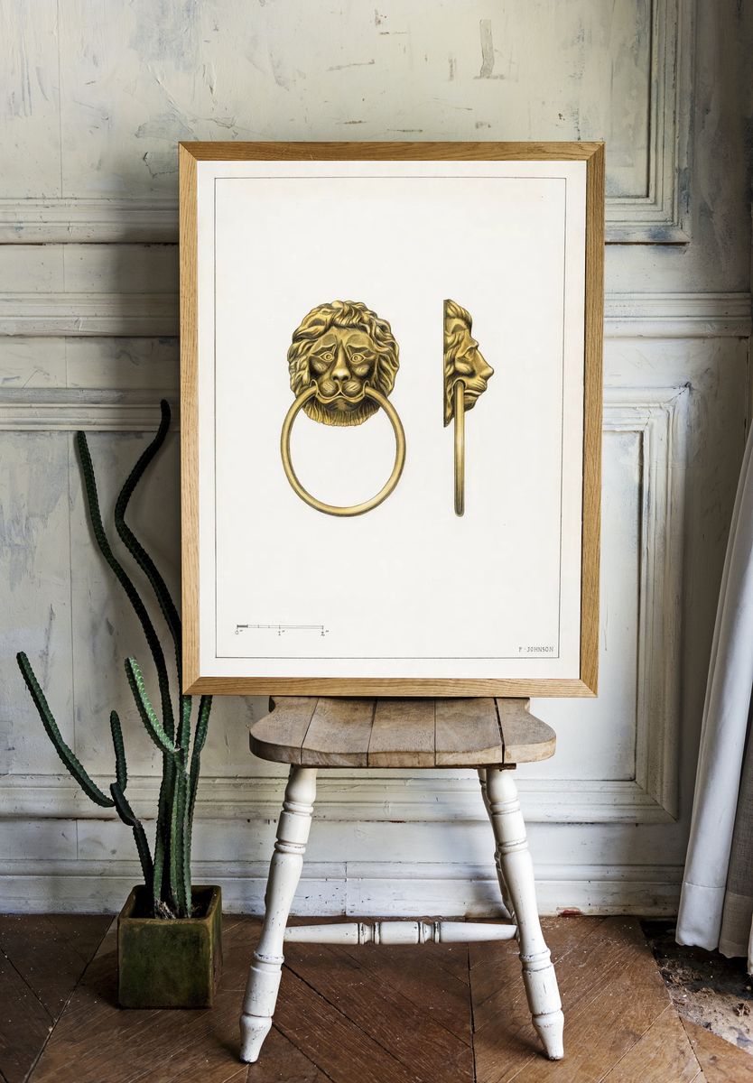 Lion Head Door Knocker — Vintage Print room preview