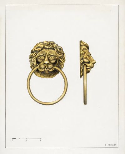 Lion Head Door Knocker — Vintage Print. poster print