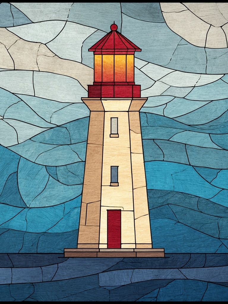 Lighthouse Stained Glass Poster. poster — illustration art
