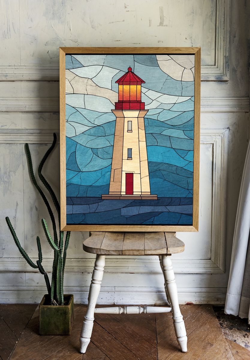 Lighthouse Stained Glass Poster room preview