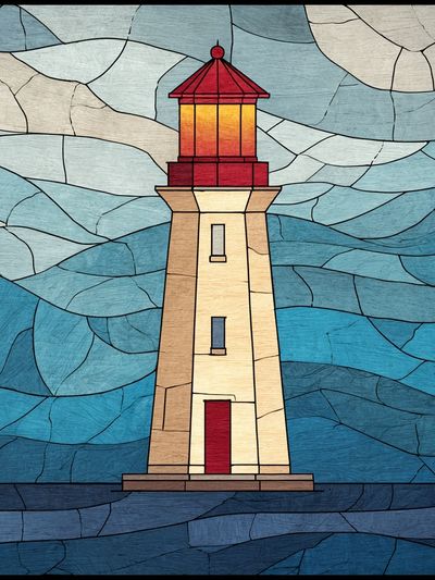 Lighthouse Stained Glass Poster. poster