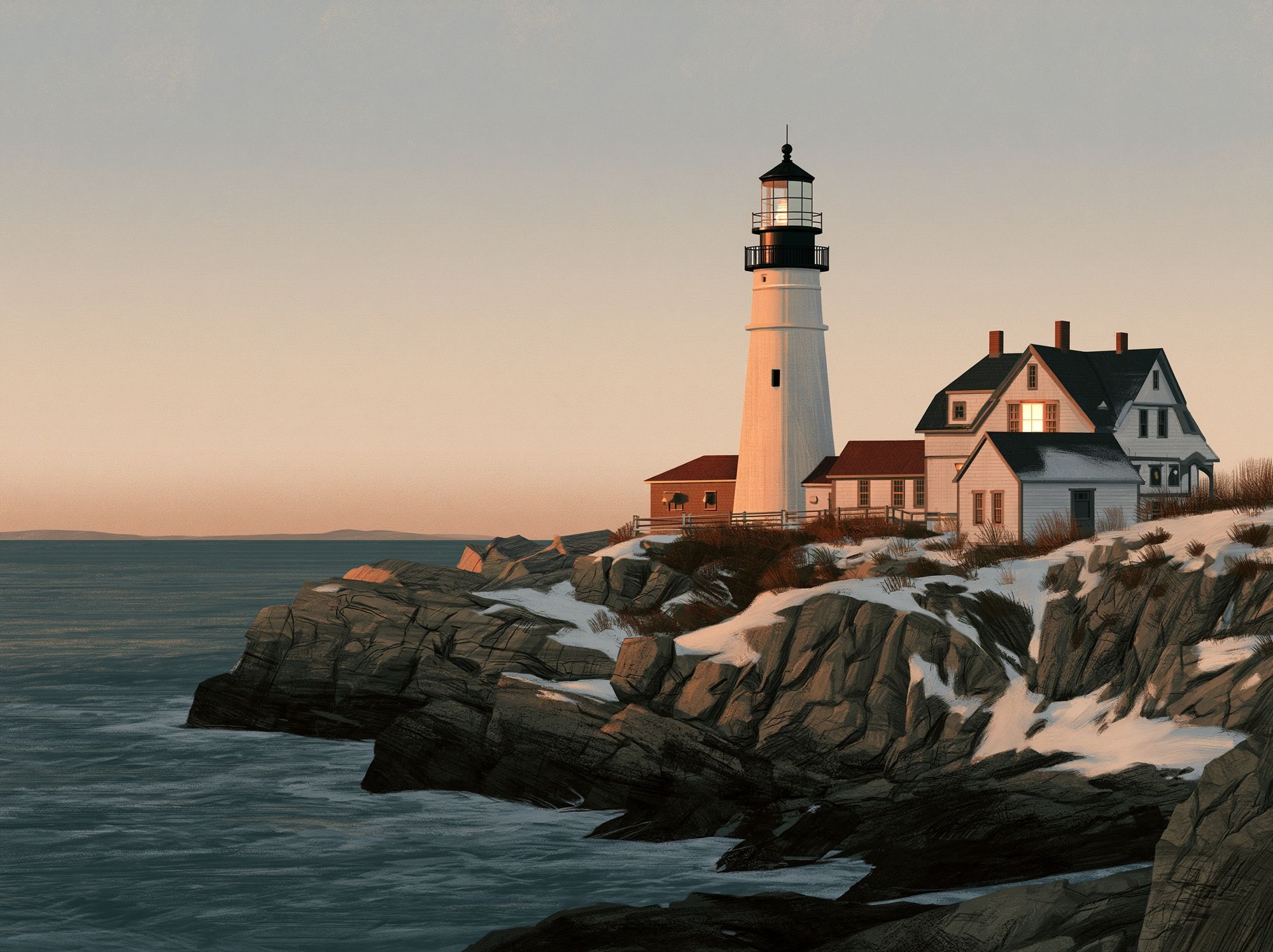 Coastal Lighthouse at Dusk Poster. poster — nature art