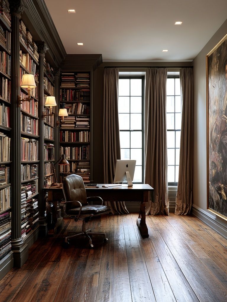 Elegant Library Study Interior Print. poster detail