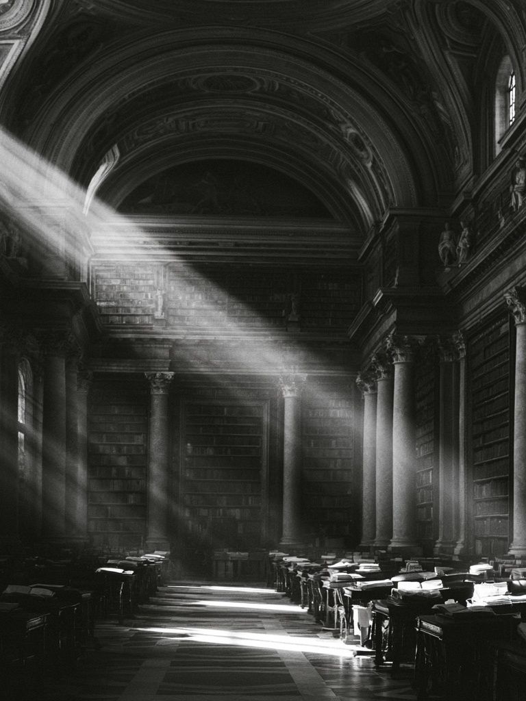 Grand Library Light Beam Poster. poster — photography art