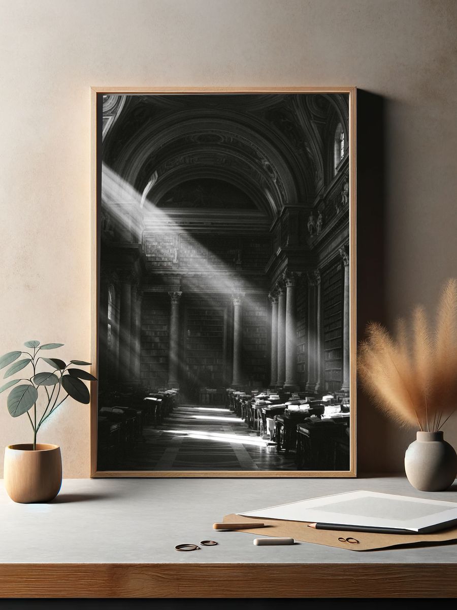 Grand Library Light Beam Poster. — room view 2