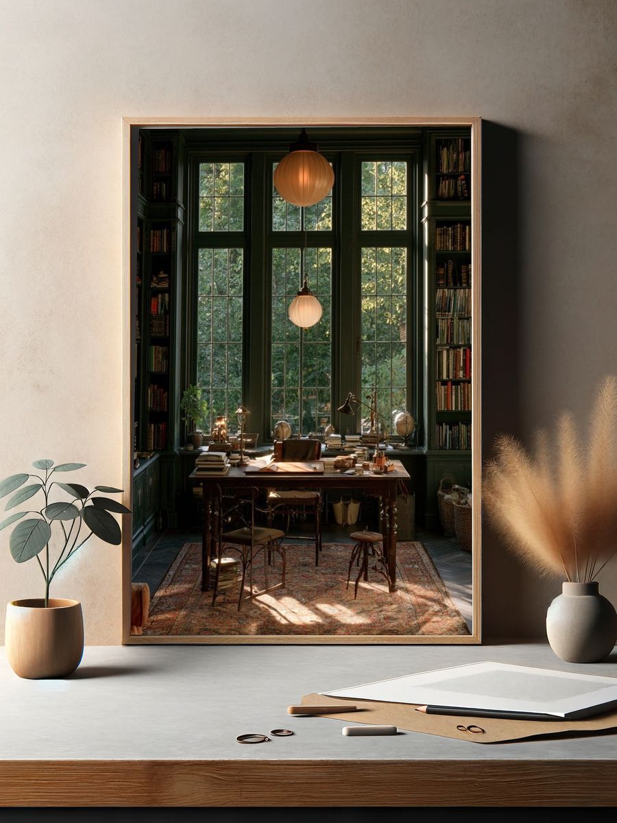 Cozy Library Study Room Poster. — room view 2